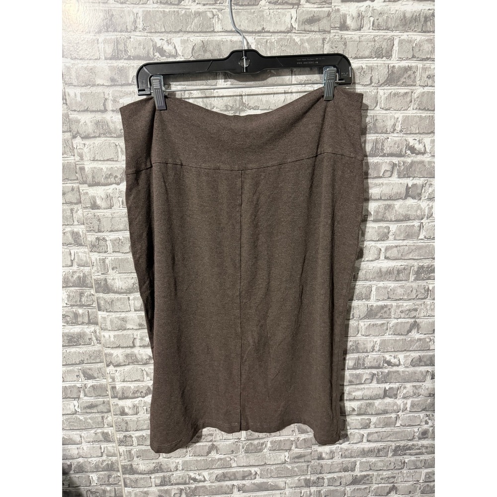 Eileen Fisher Womens XL Brown Heathered Jersey Knit Pencil Skirt Stretch Midi